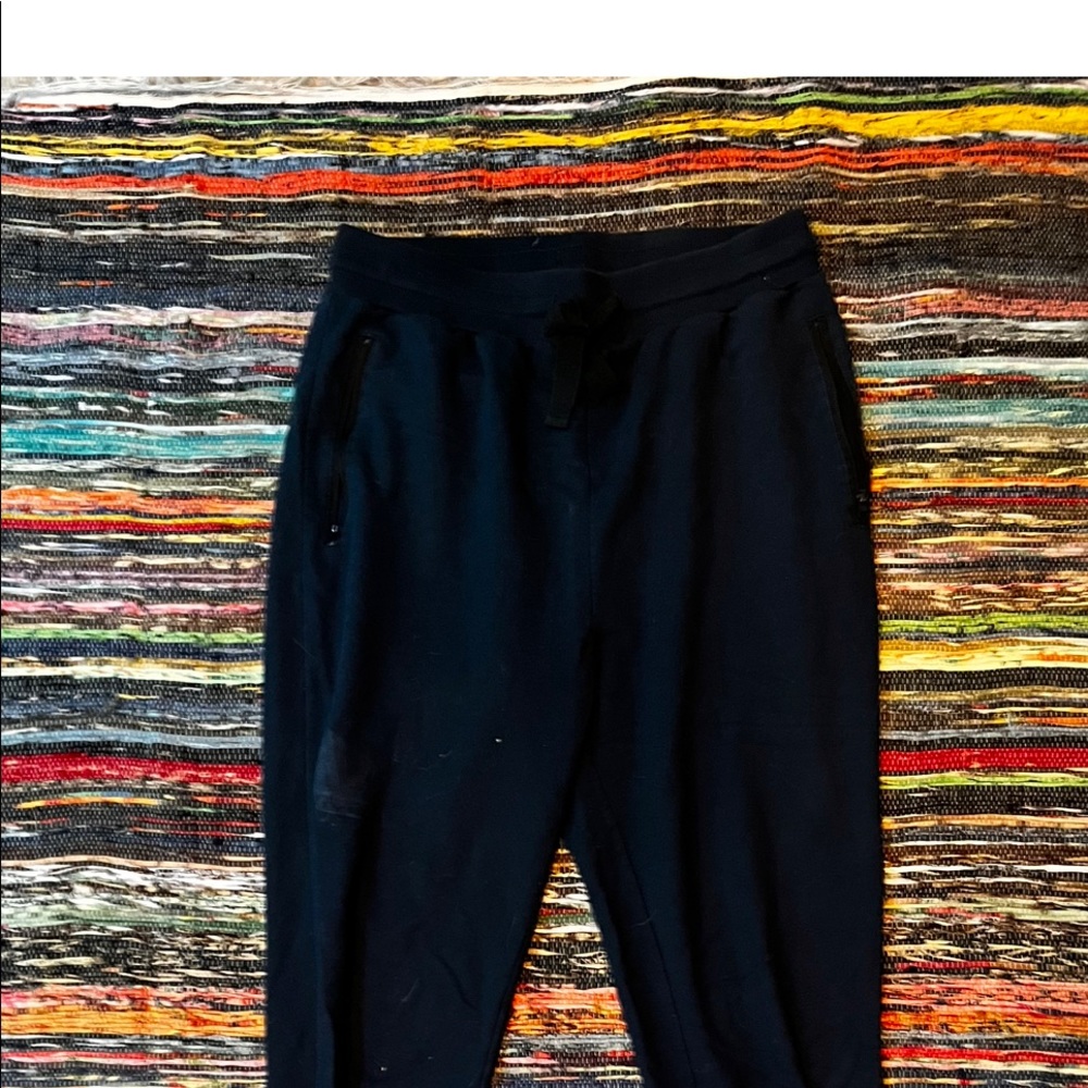 Dark blue and black high rise joggers size:M